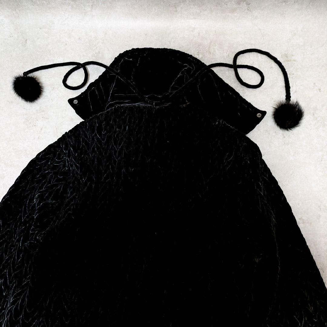 アーカイブベルベット　　ブラック 　伊太利屋　ユニセックス Ｌ〜 ポンポンファー