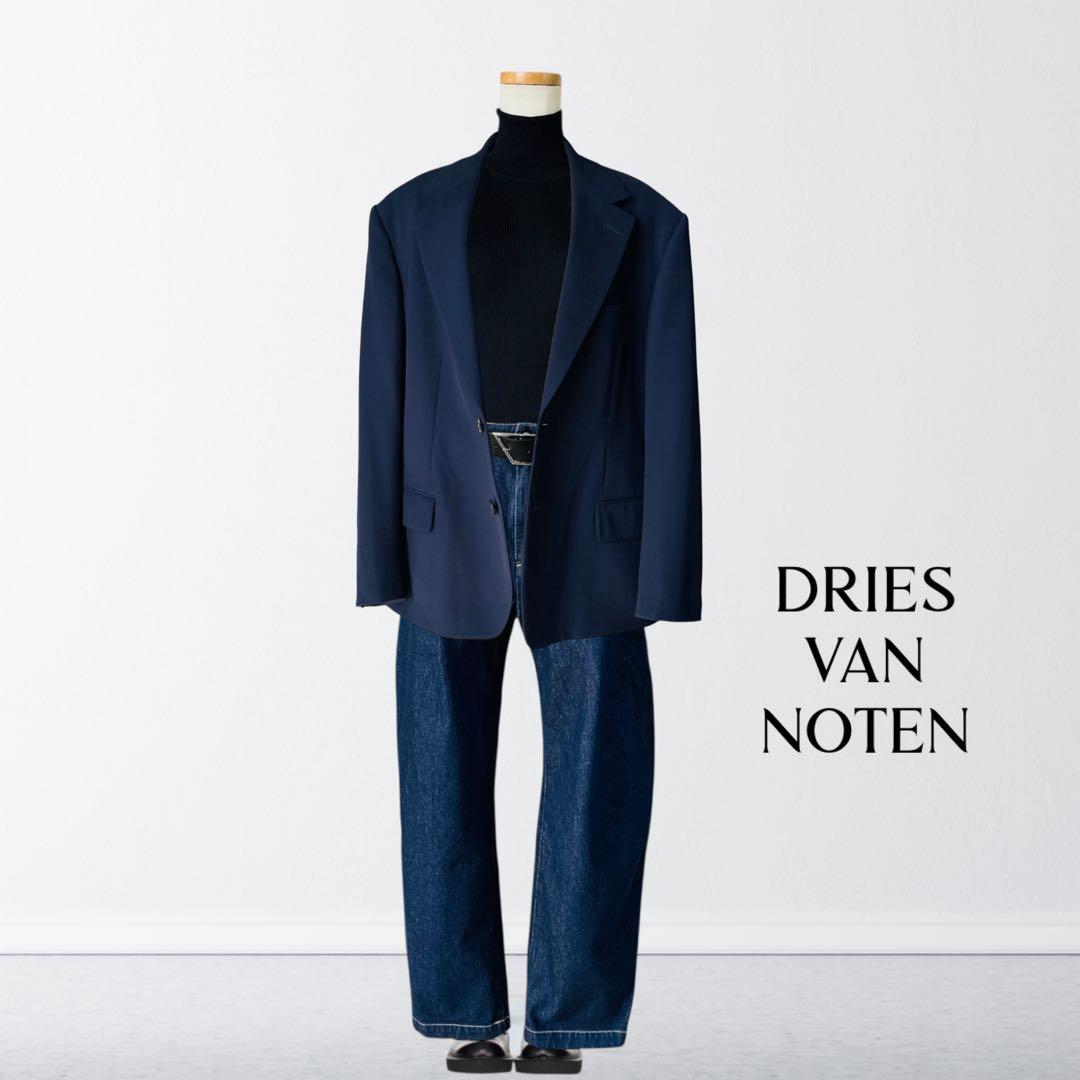 メンズ DRIES VAN NOTEN 紺 ジャケット XL ネイビー ウール