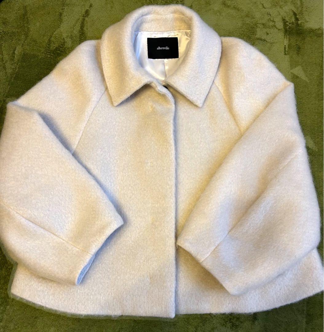 ★タグ付★アルアバイル　モヘアシャギーステンカラーショートコート