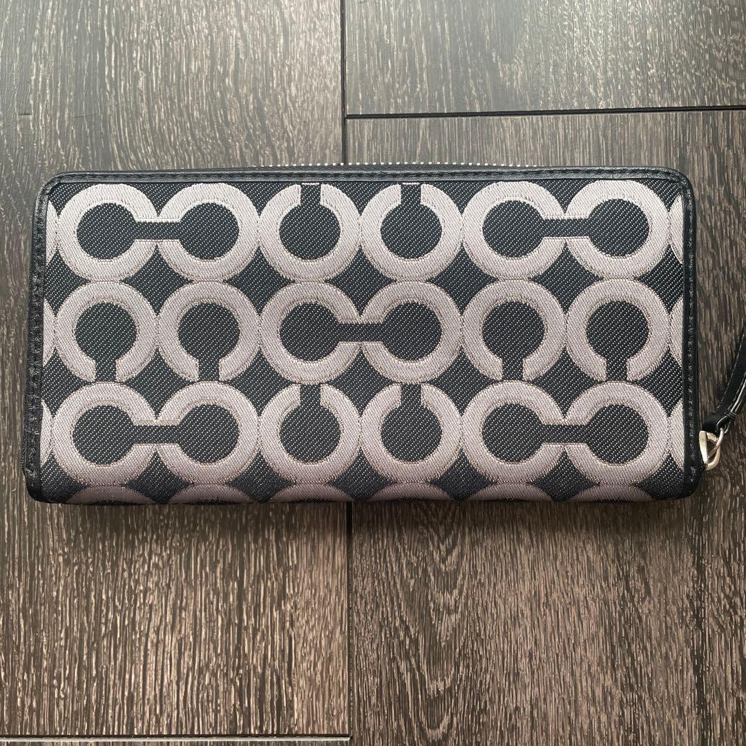 COACH 長財布 ブラック グレー