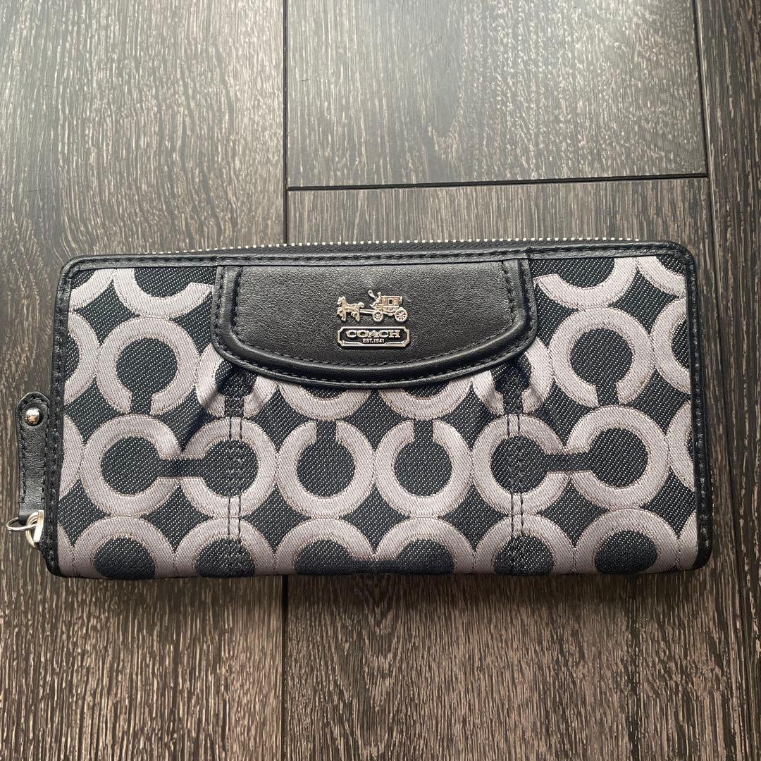 COACH 長財布 ブラック グレー