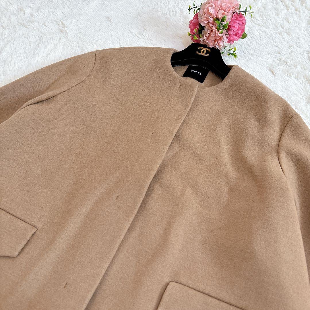 2024年モデル☆セオリー ウールメルトン ケープ コート キャメル