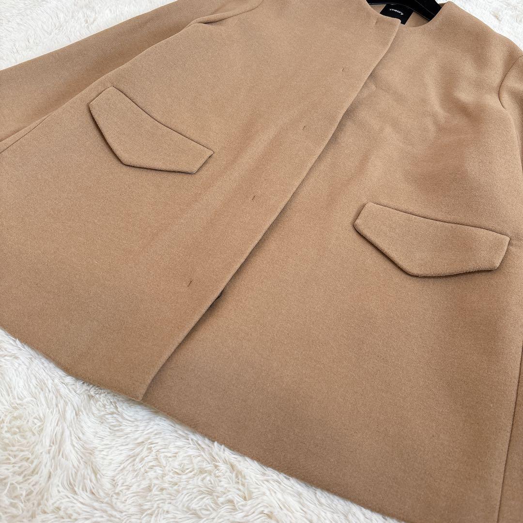 2024年モデル☆セオリー ウールメルトン ケープ コート キャメル