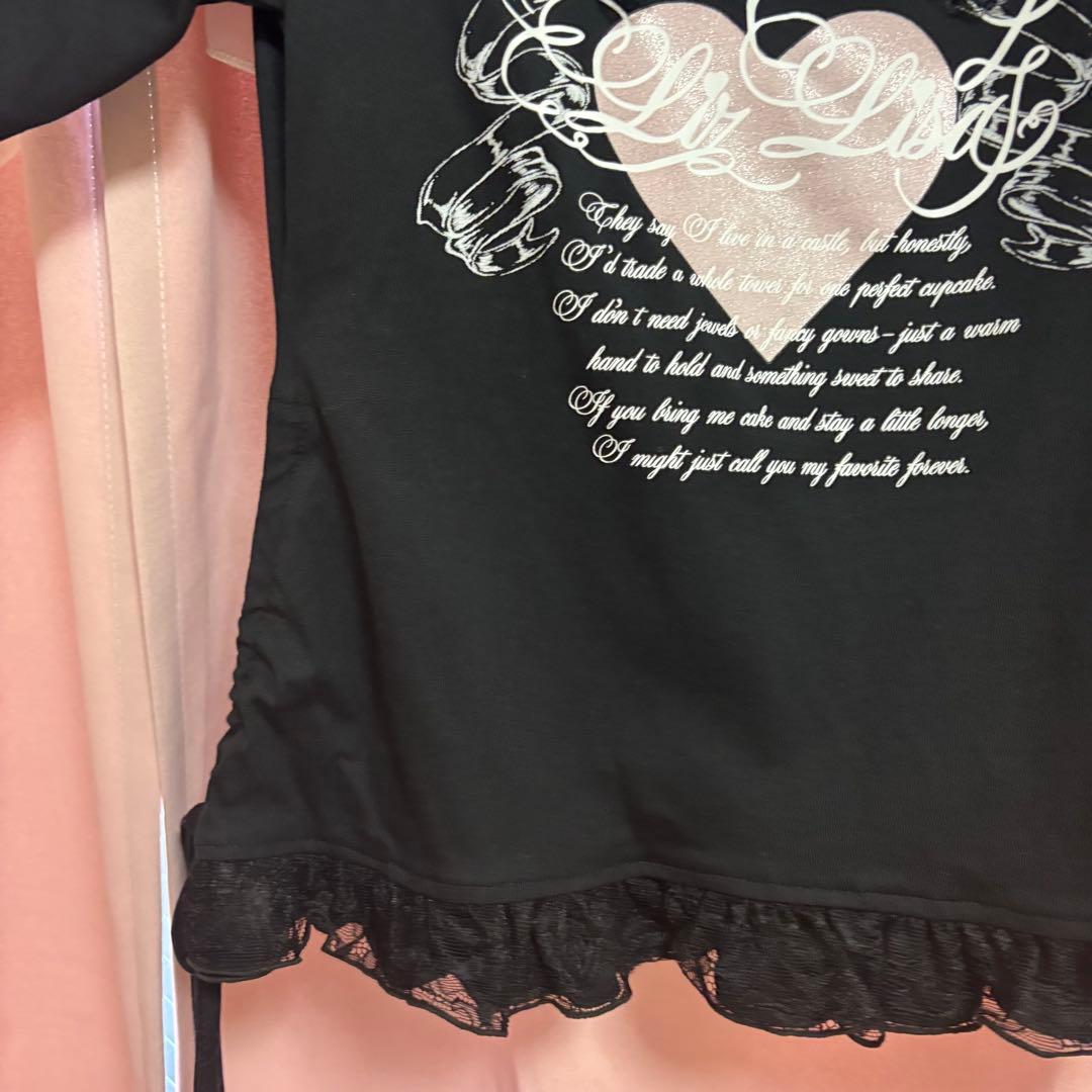 リズリサ ワンショルダープリントTシャツ ブラック