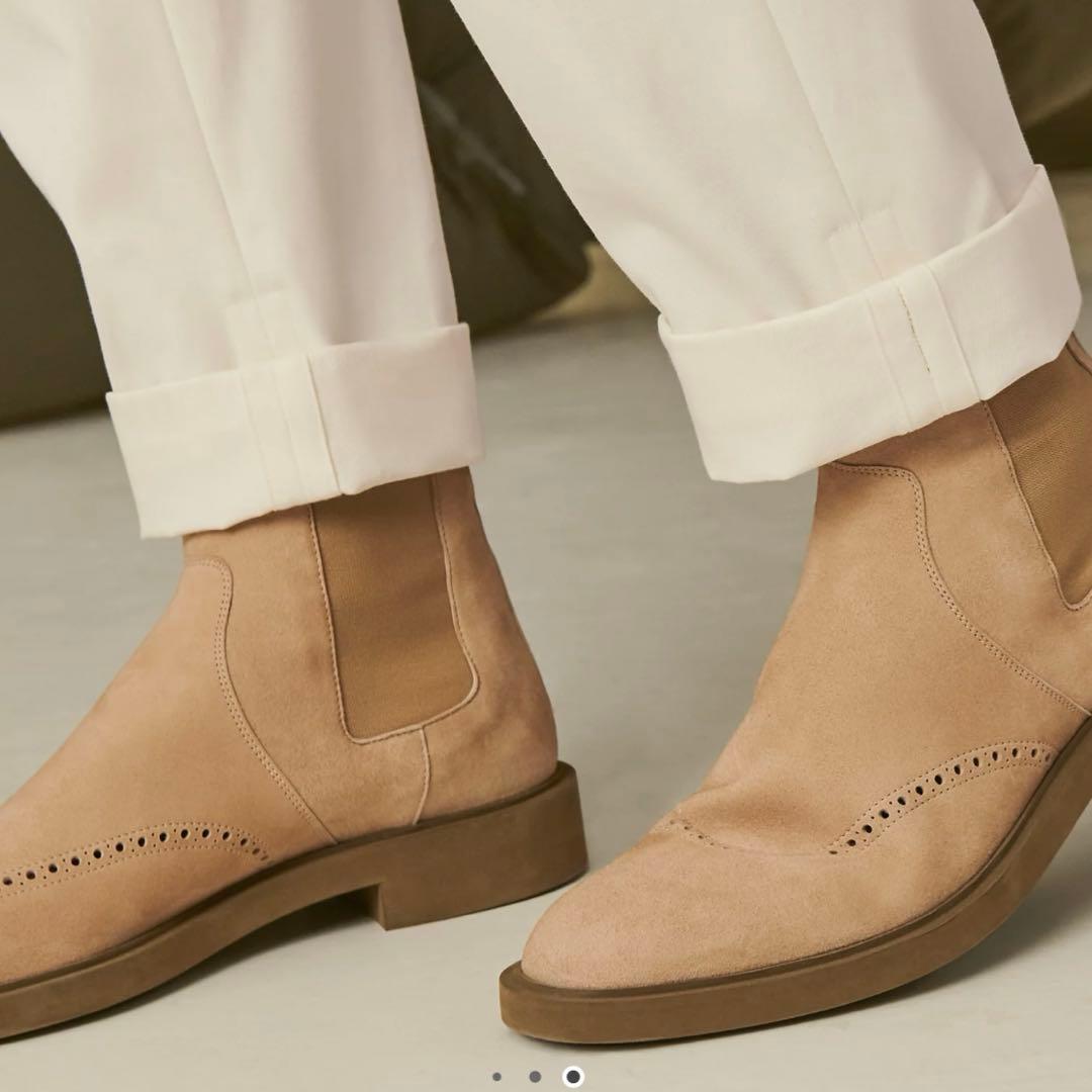 HERMES未使用品スエード サイドゴア ショートブーツベージュ サイズ43