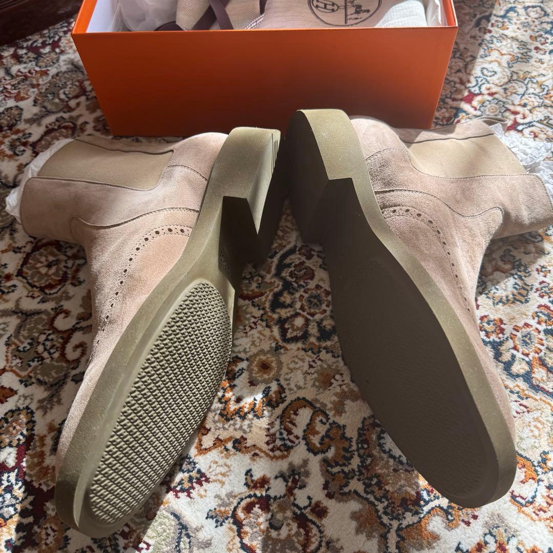 HERMES未使用品スエード サイドゴア ショートブーツベージュ サイズ43