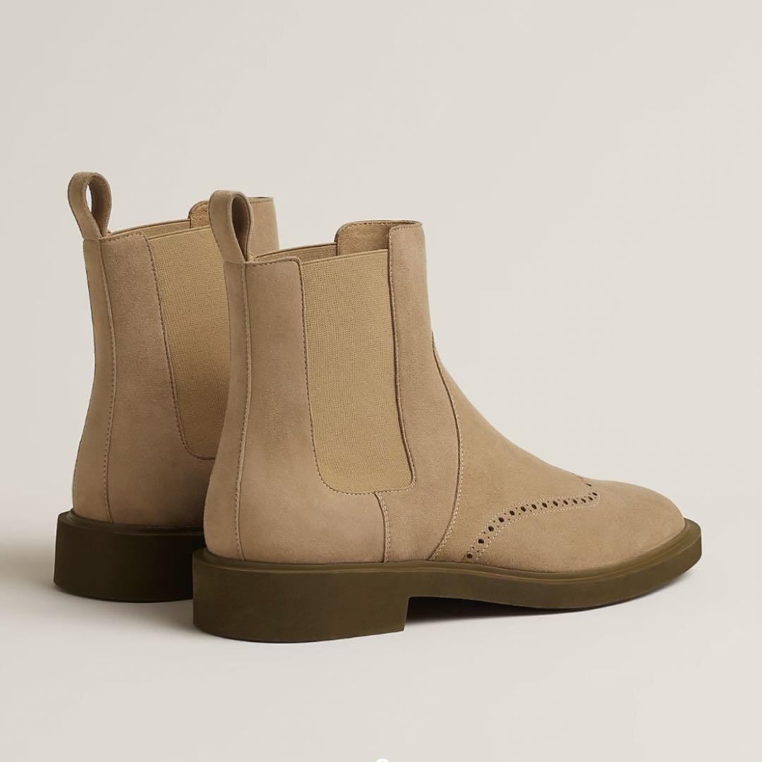 HERMES未使用品スエード サイドゴア ショートブーツベージュ サイズ43