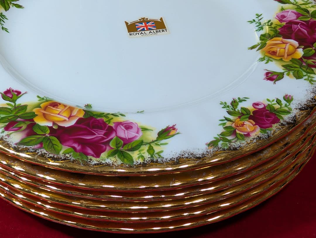 ロイヤル　アルバート　オールド　カントリーローズ　ケーキ皿　6枚　未使用　箱入