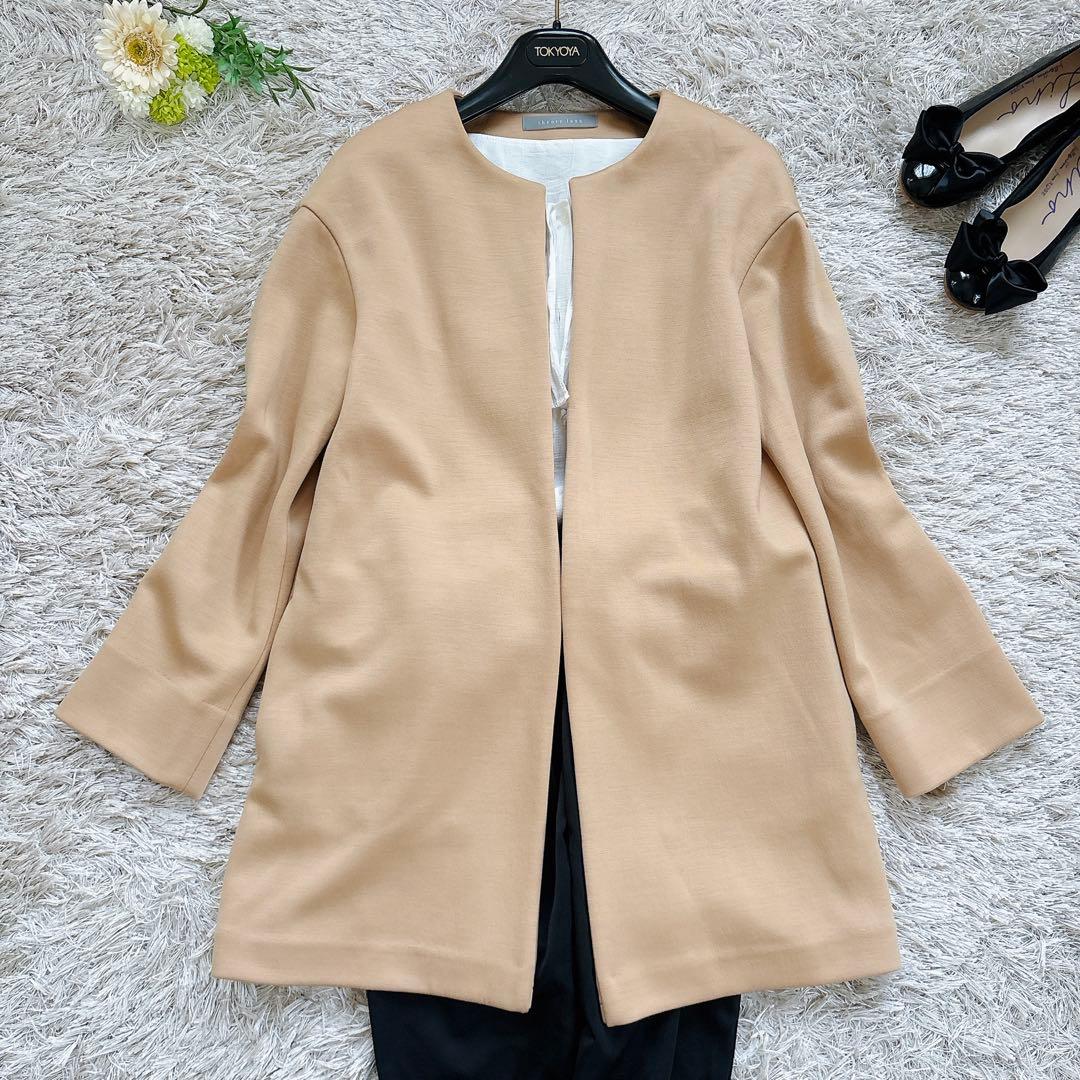 極美品✨theory luxe セオリーリュークス ノーカラーコート キャメル