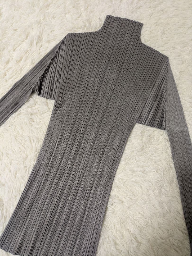 PLEATS PLEASE ハイネック グレー 長袖 プリーツプリーズ 3