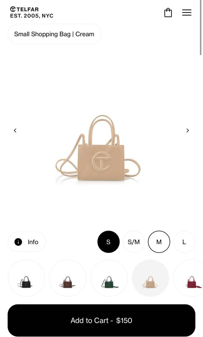 バッグ Telfar shopping bag small / cream