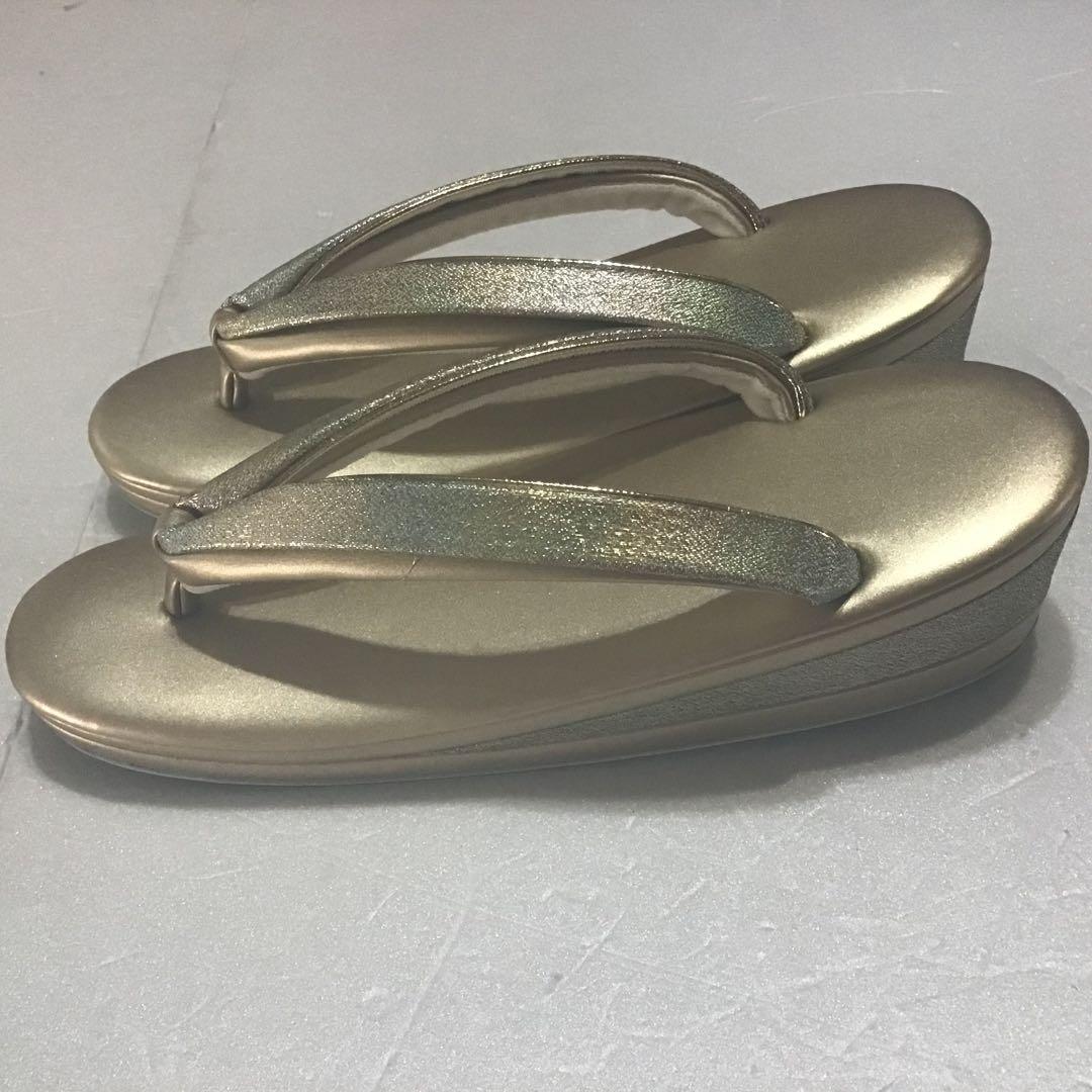 高級バッグ草履セット　ゴールド　西陣？　超美品　599-4