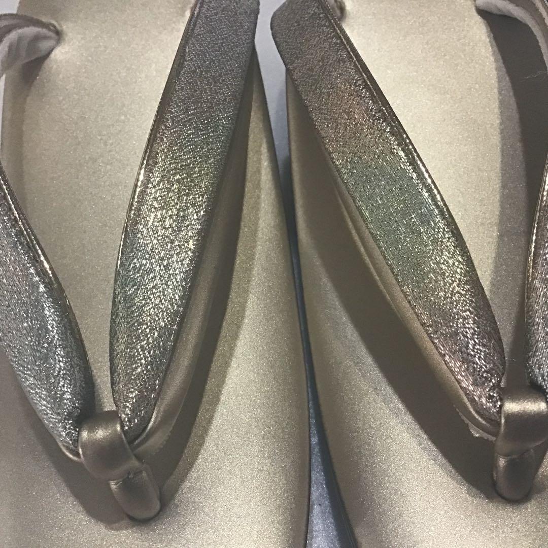 高級バッグ草履セット　ゴールド　西陣？　超美品　599-4