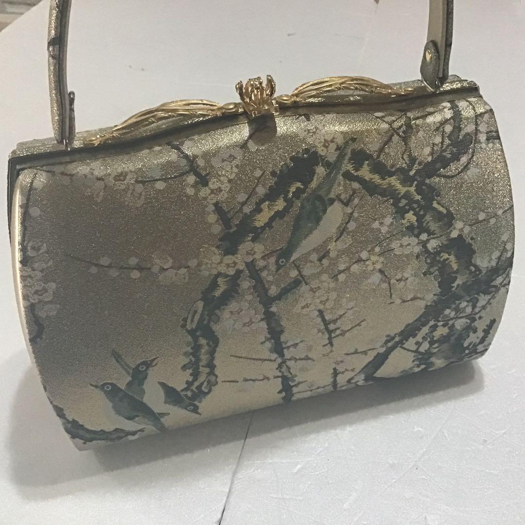 高級バッグ草履セット　ゴールド　西陣？　超美品　599-4