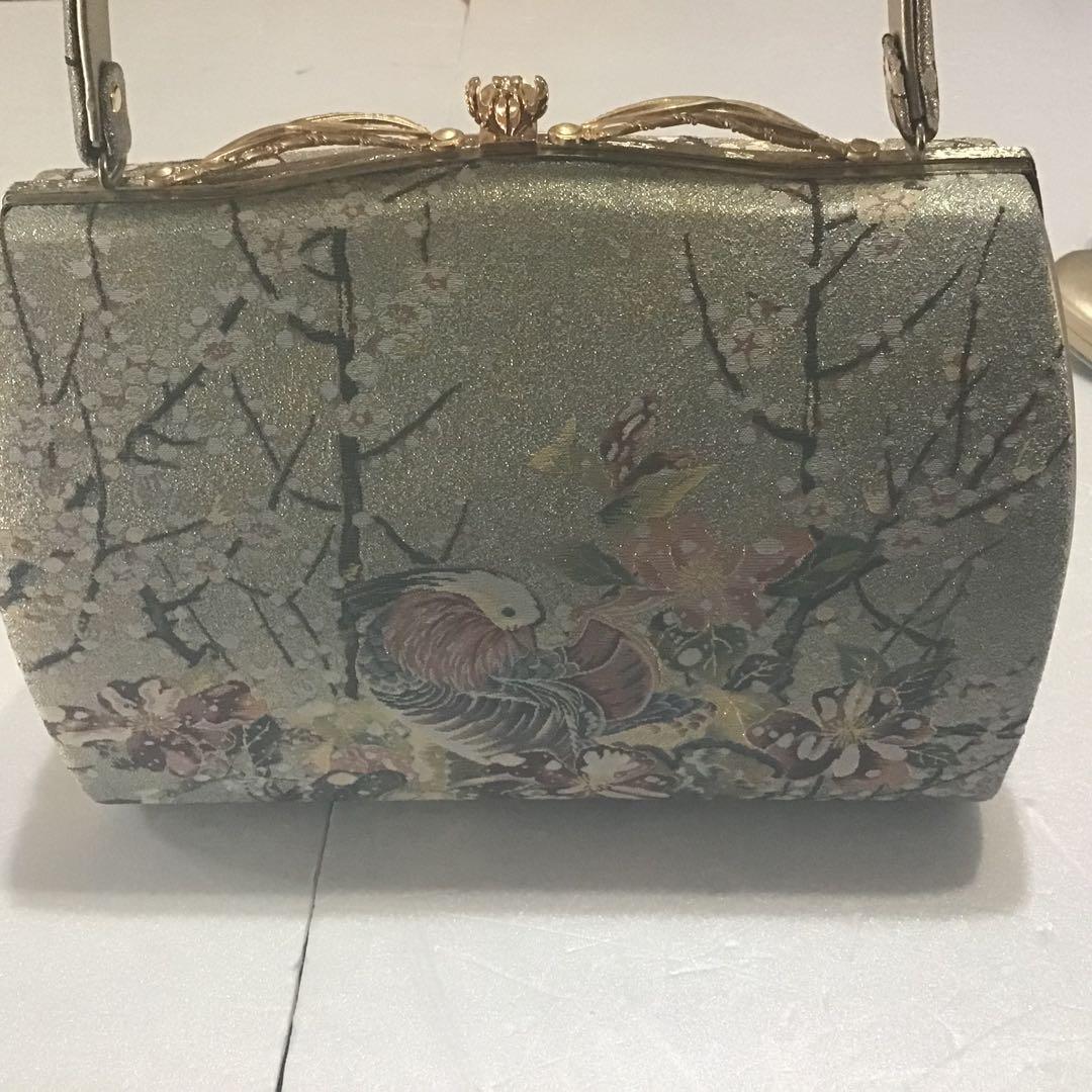 高級バッグ草履セット　ゴールド　西陣？　超美品　599-4