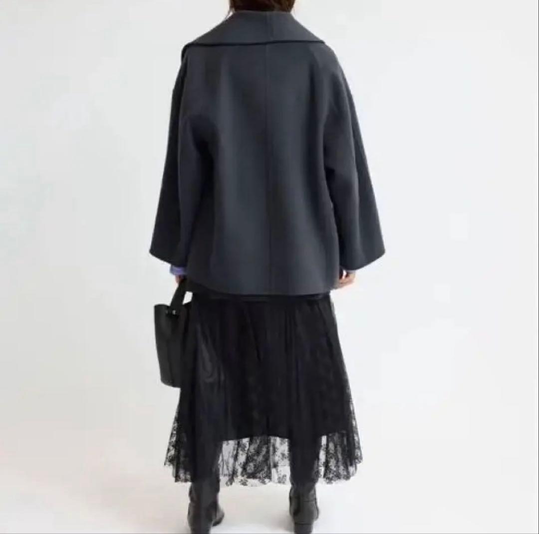 イエナ IENA super160 ショールカラーハーフコート　グレー