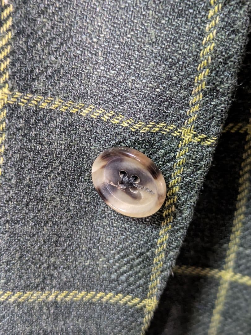 ★ルイジボレッリ メンズテーラードジャケット グリーン 46 本切羽 チェック柄