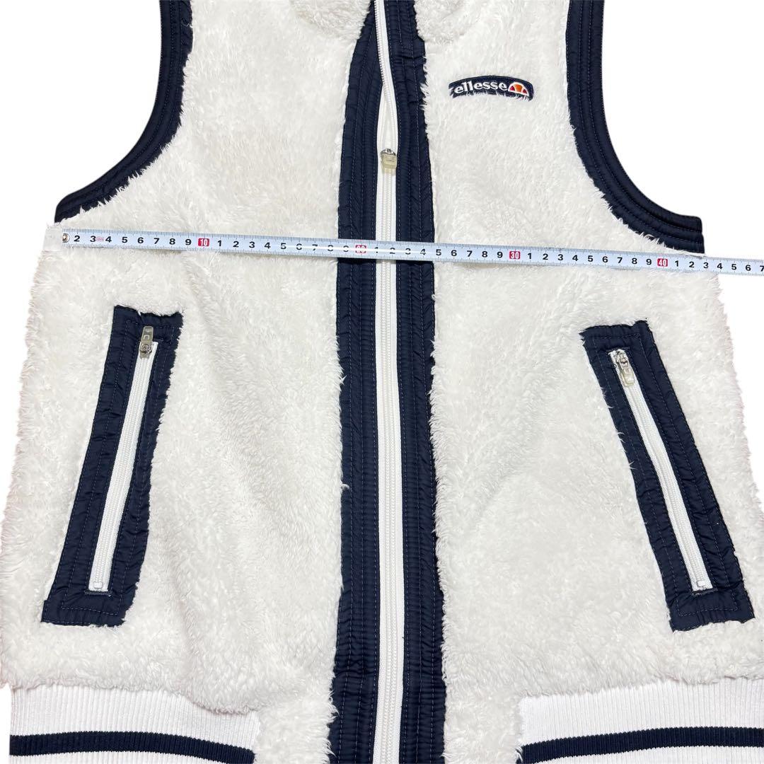 ellesse エレッセボアベスト Mサイズ ホワイト/ネイビーテニスウェア