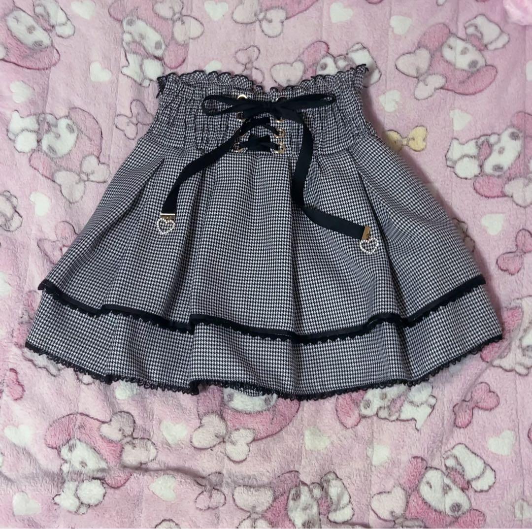 LIZLISA 2連リボンベルトスカパン　グレー