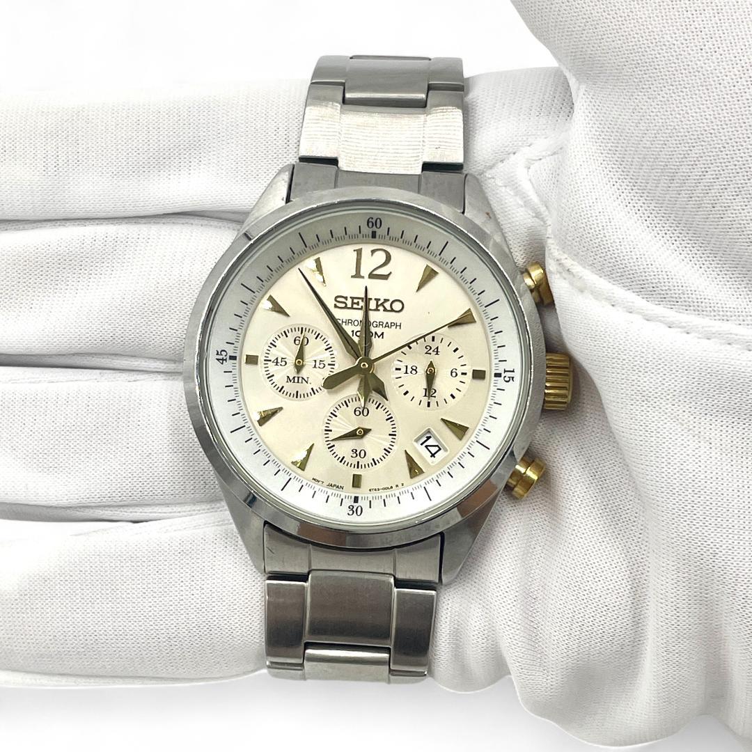 【稼動品】SEIKO /クロノグラフ /新品電池交換済 #100M防水