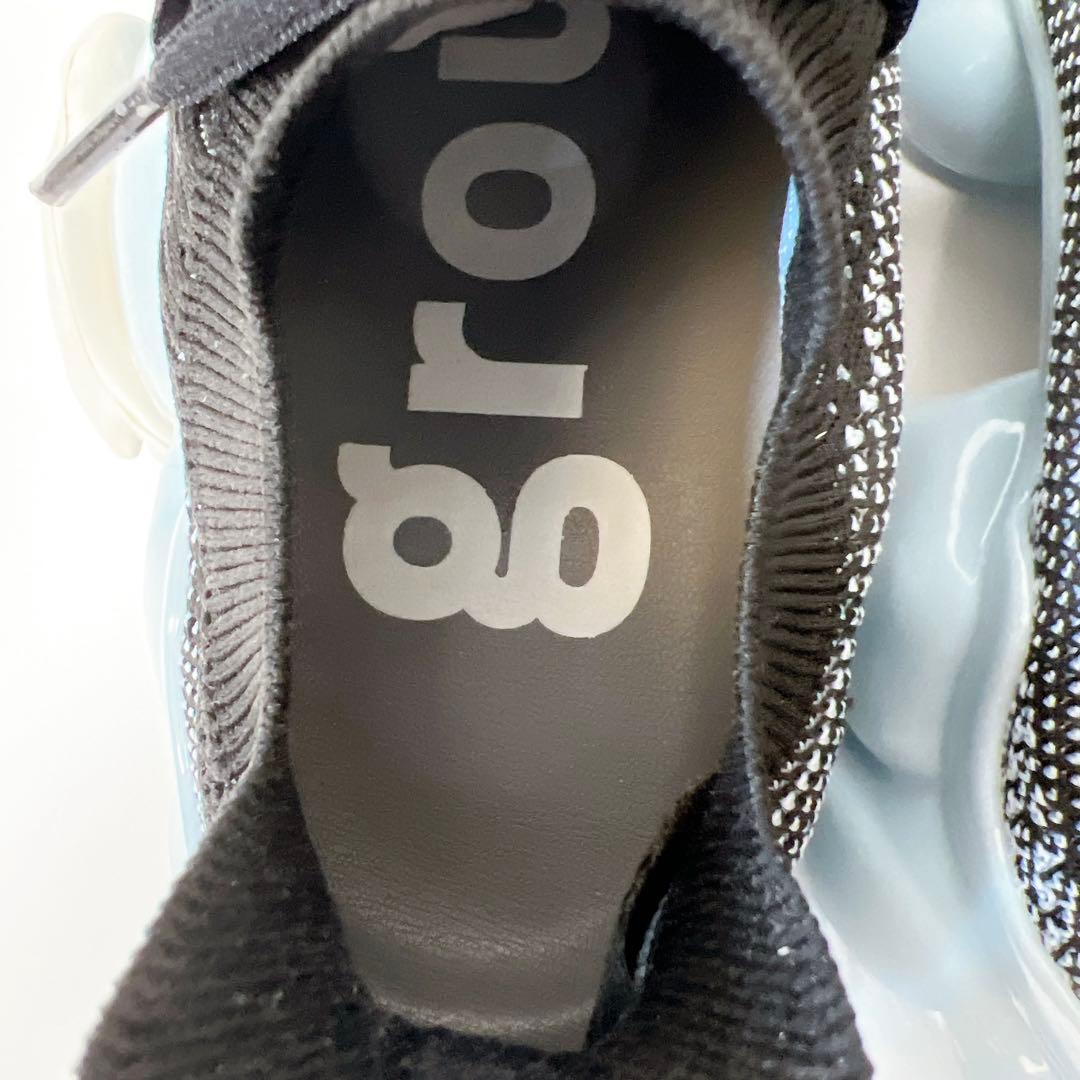 グラウンズ MOOPIE SOLID 厚底スニーカー 黒×水色 22cm 箱付き