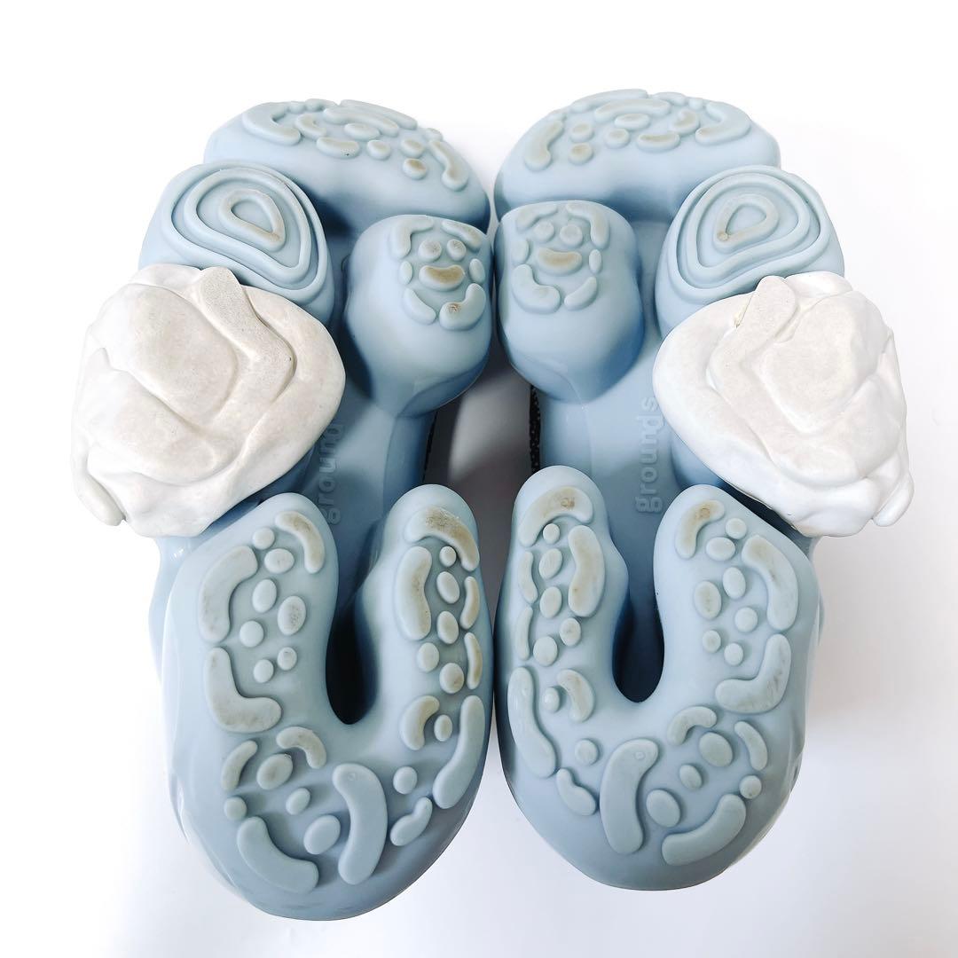 グラウンズ MOOPIE SOLID 厚底スニーカー 黒×水色 22cm 箱付き