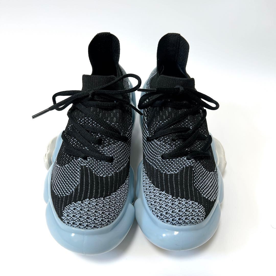 グラウンズ MOOPIE SOLID 厚底スニーカー 黒×水色 22cm 箱付き