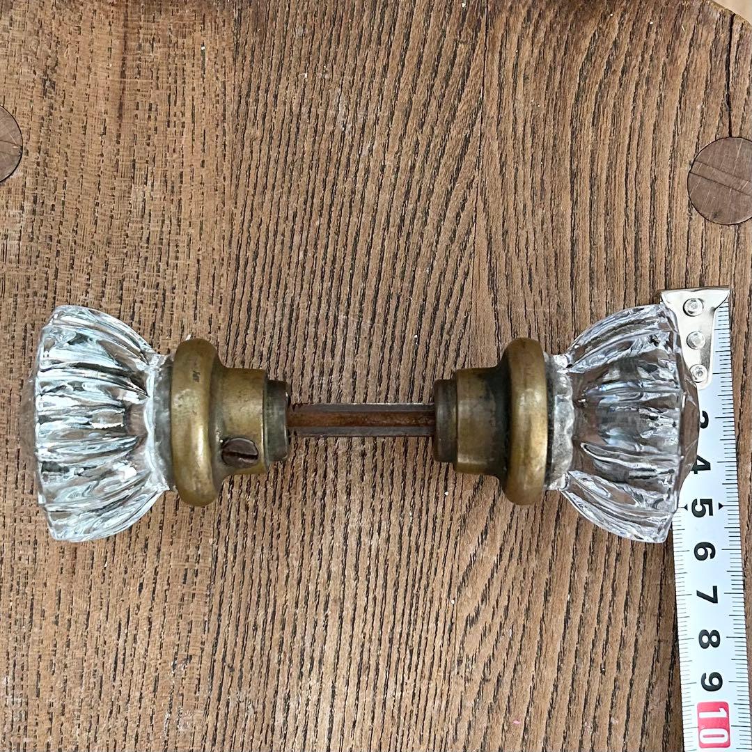 アンティーク◆ガラス製ドアノブ◆硝子ドアハンドル取手