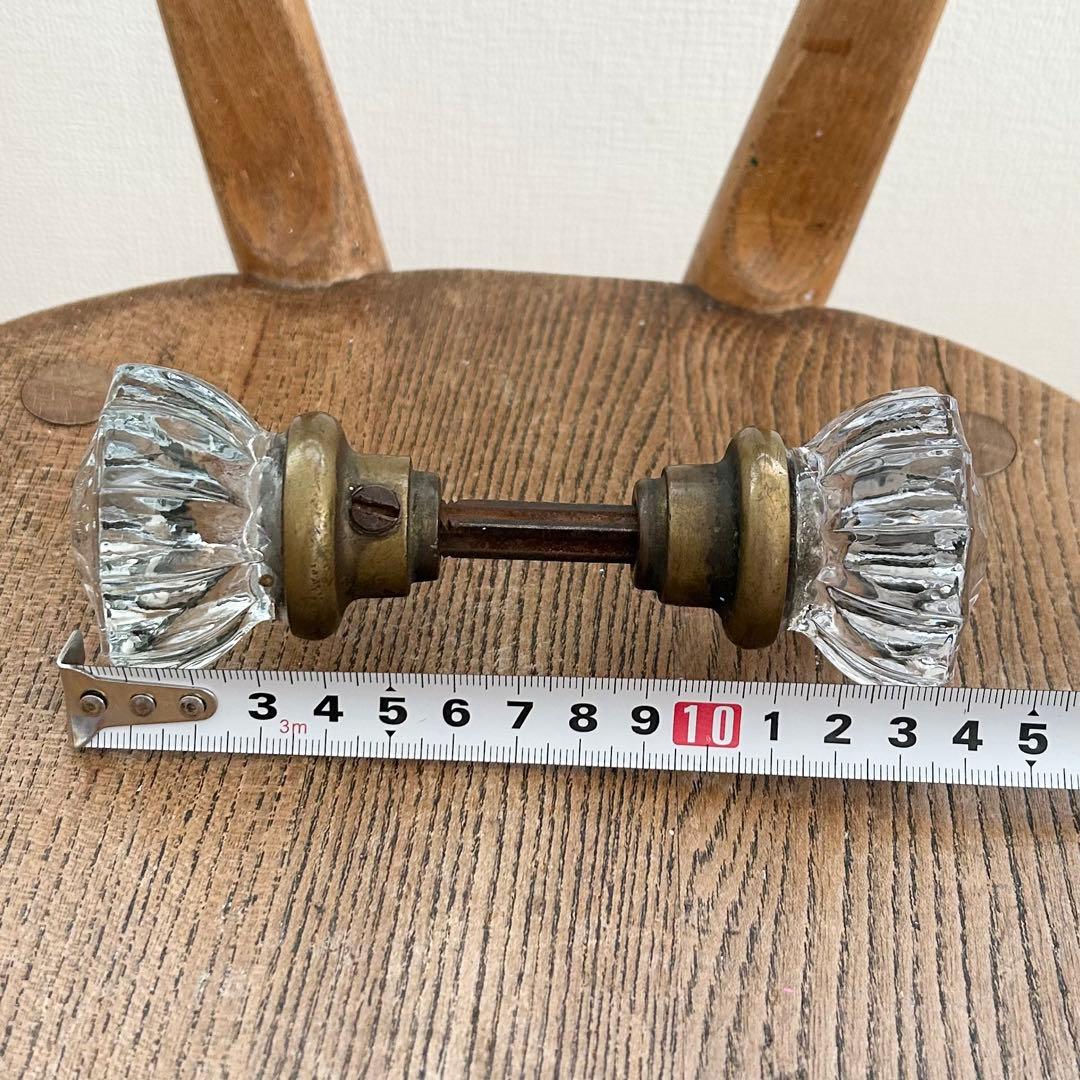 アンティーク◆ガラス製ドアノブ◆硝子ドアハンドル取手