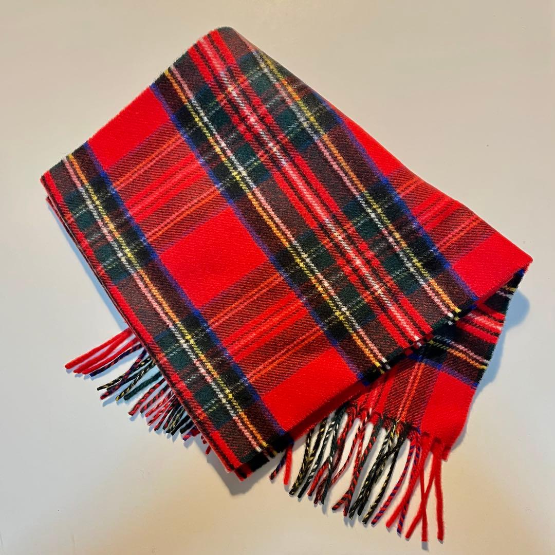 【新品タグ付き】Johnstons of Elgin マフラー レッド・チェック