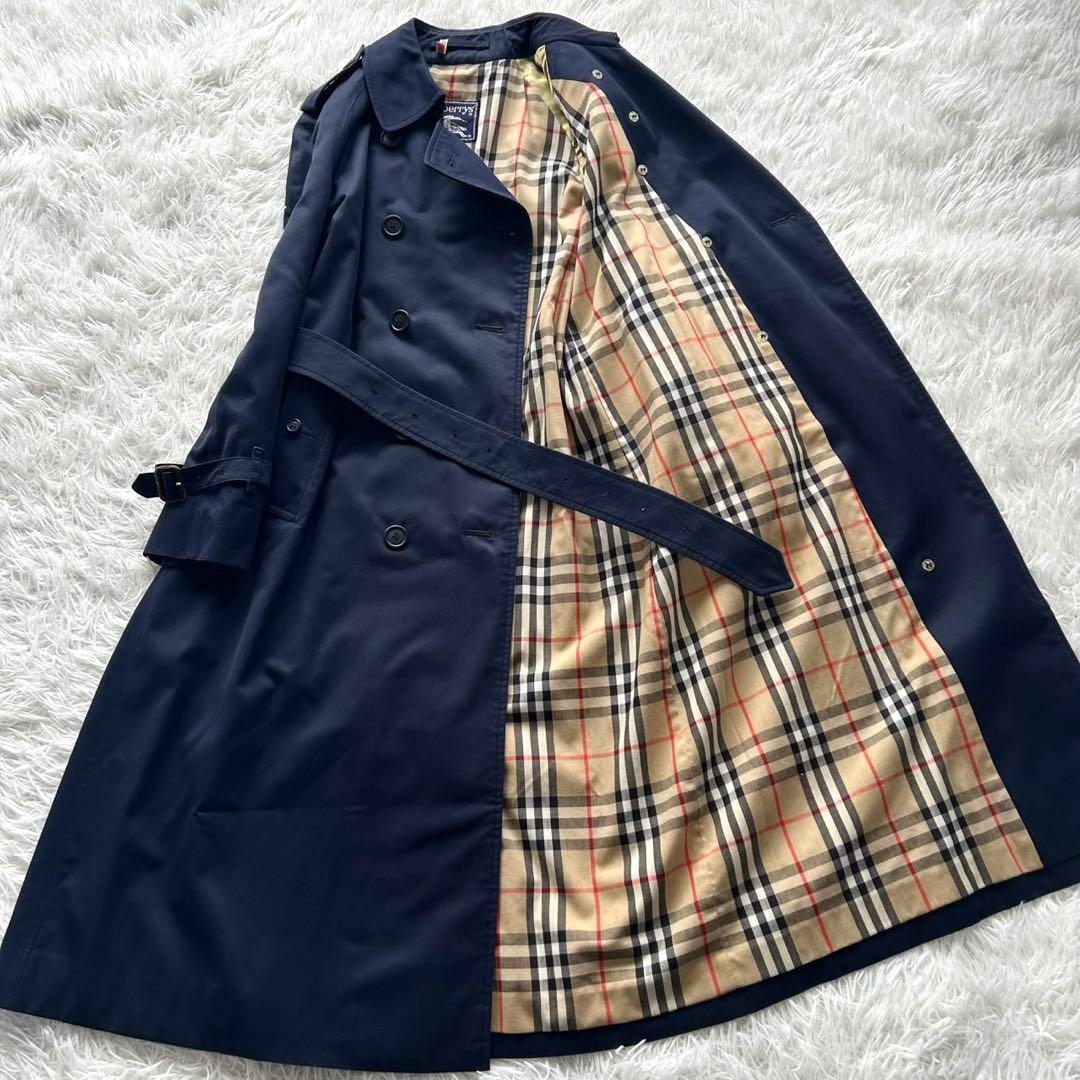 BURBERRY バーバリー　トレンチコート　ロング丈　ベルト完備　紺　L相当