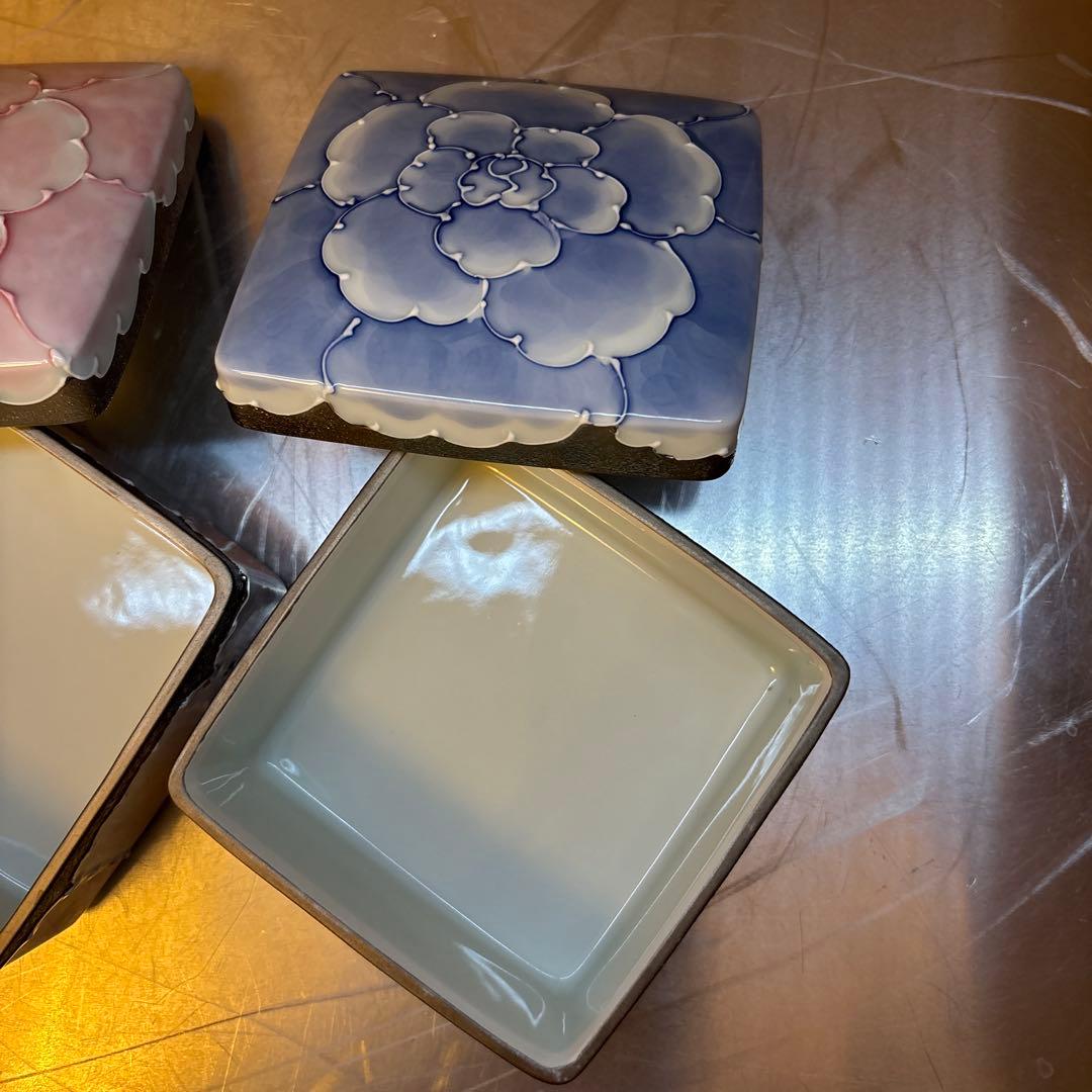 【美品】有田焼　文山窯　プラチナ牡丹　３セット　箱無し　お正月