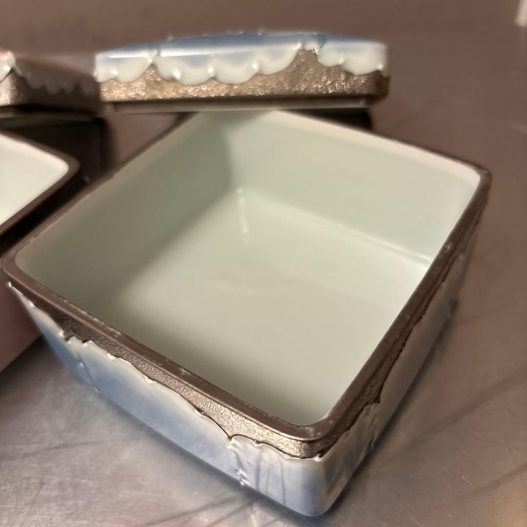 【美品】有田焼　文山窯　プラチナ牡丹　３セット　箱無し　お正月