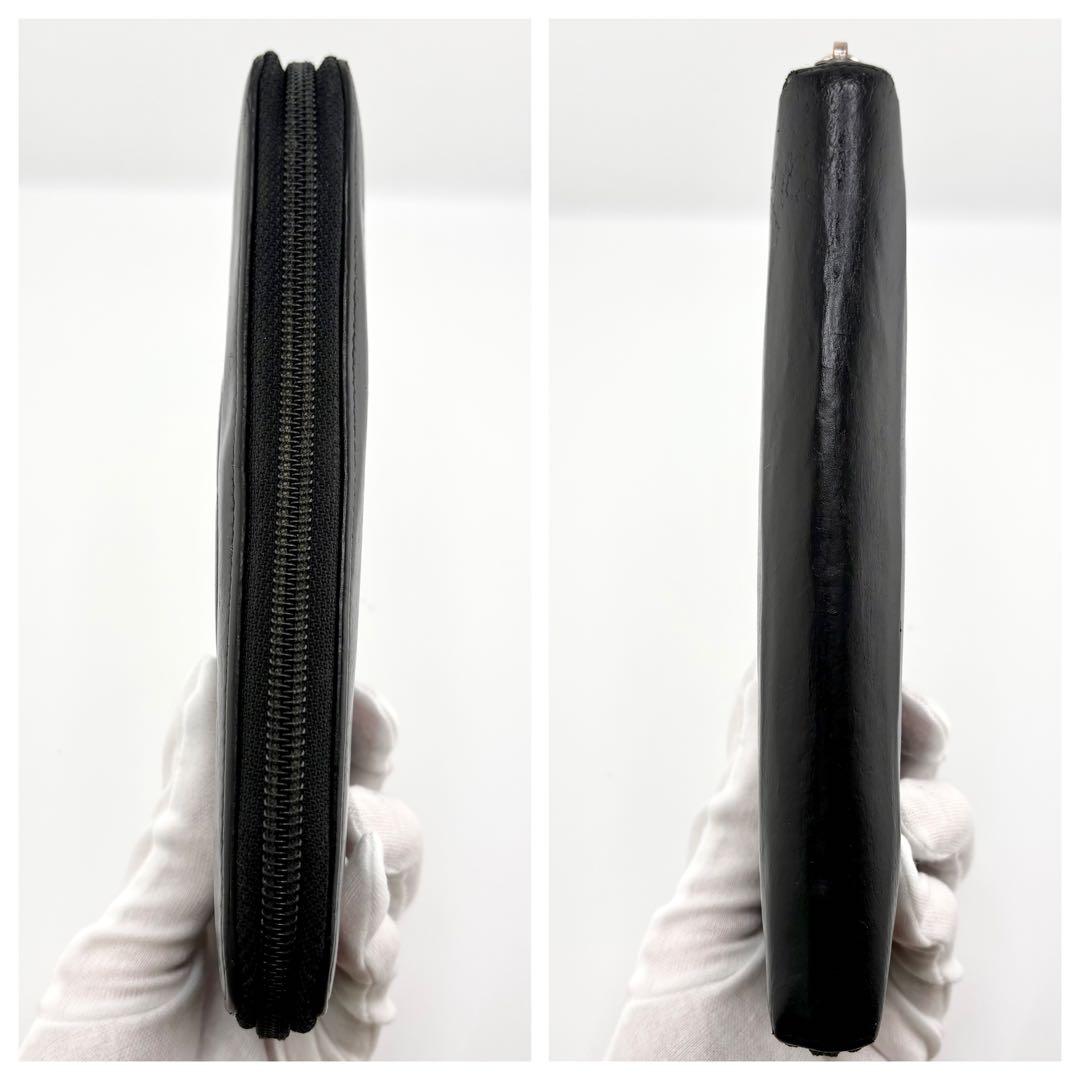 【Gカード付✨】シャネル ラムスキン ラウンドファスナー 長財布 デカココ 黒