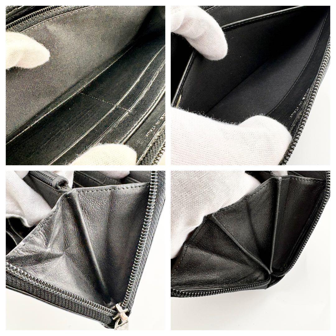 【Gカード付✨】シャネル ラムスキン ラウンドファスナー 長財布 デカココ 黒