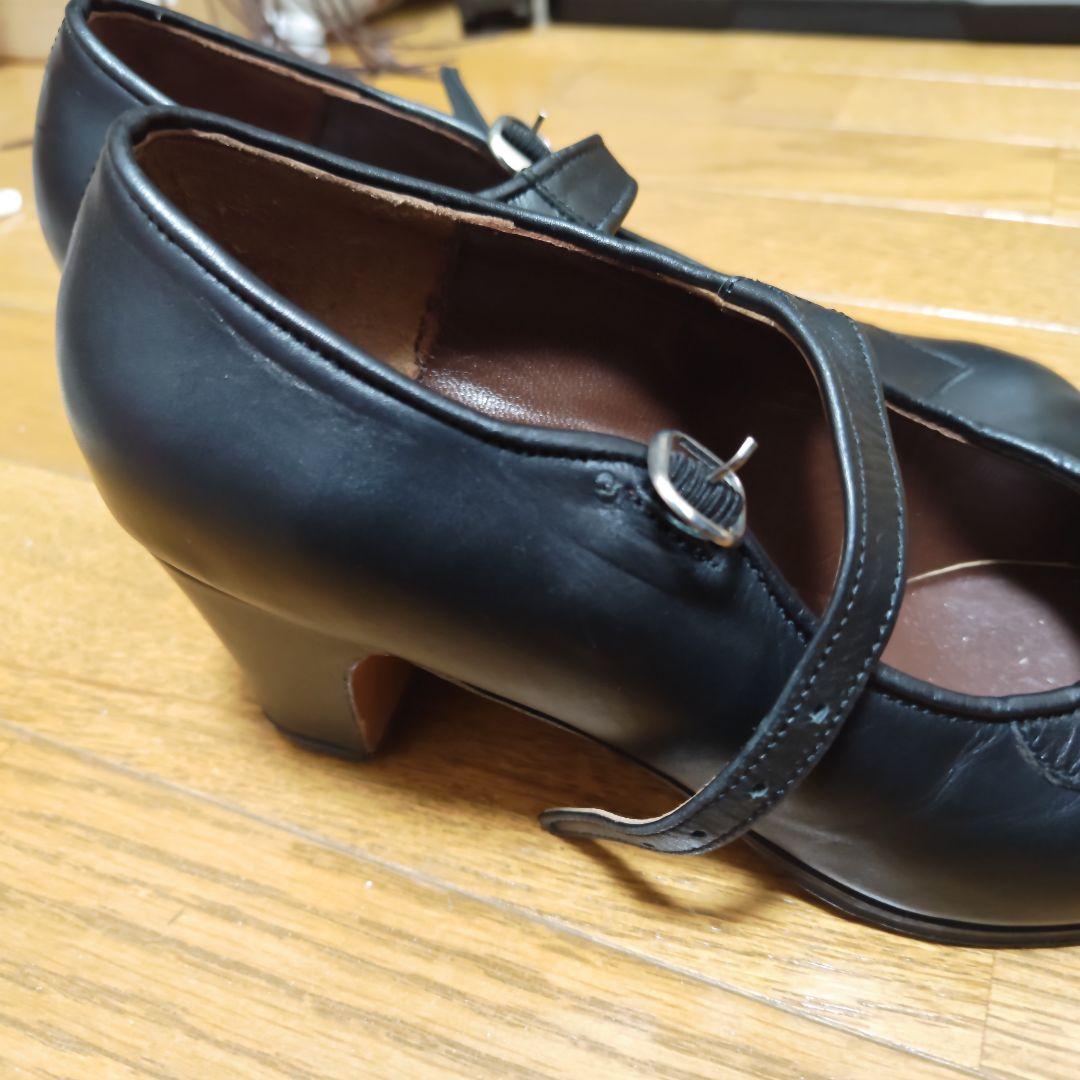 フラメンコシューズ 黒 レザー 23.5