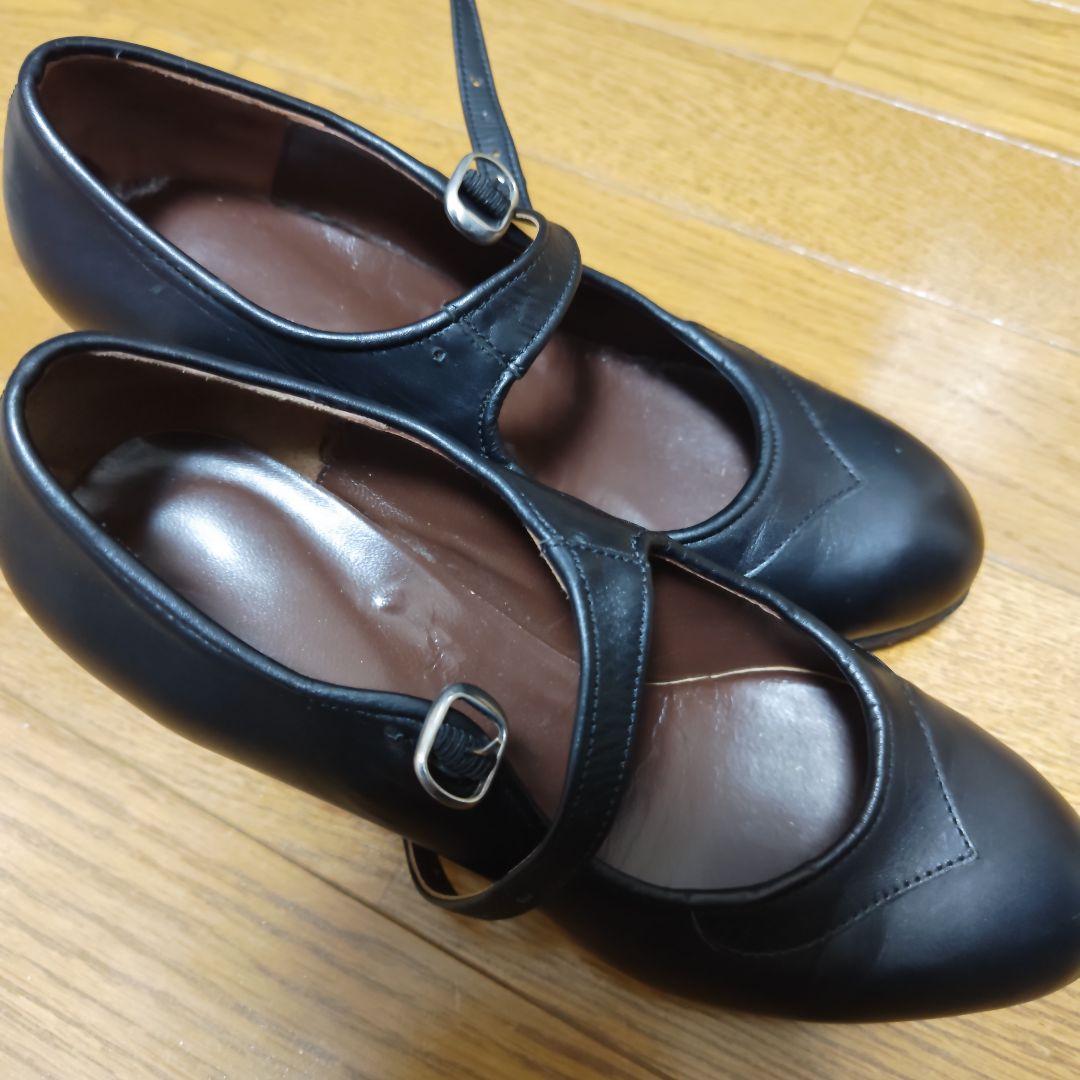 フラメンコシューズ 黒 レザー 23.5