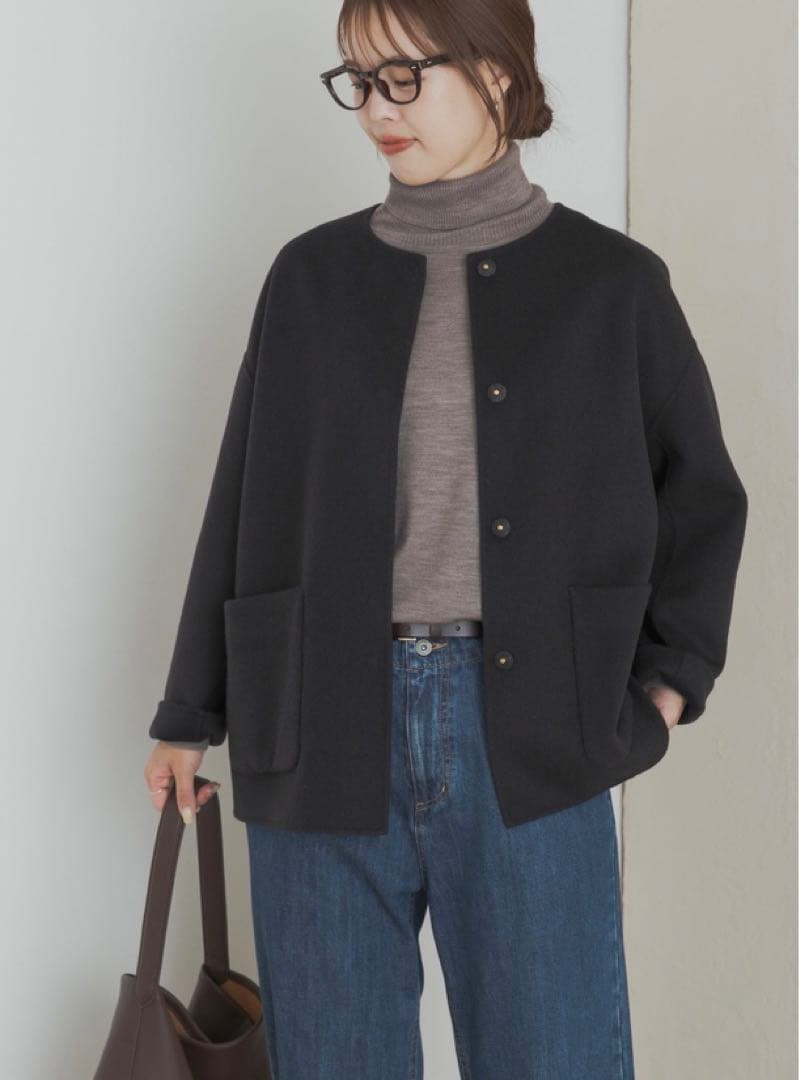 新品タグ付き　DOORS ウールリバーノーカーラミドルコート　NAVY