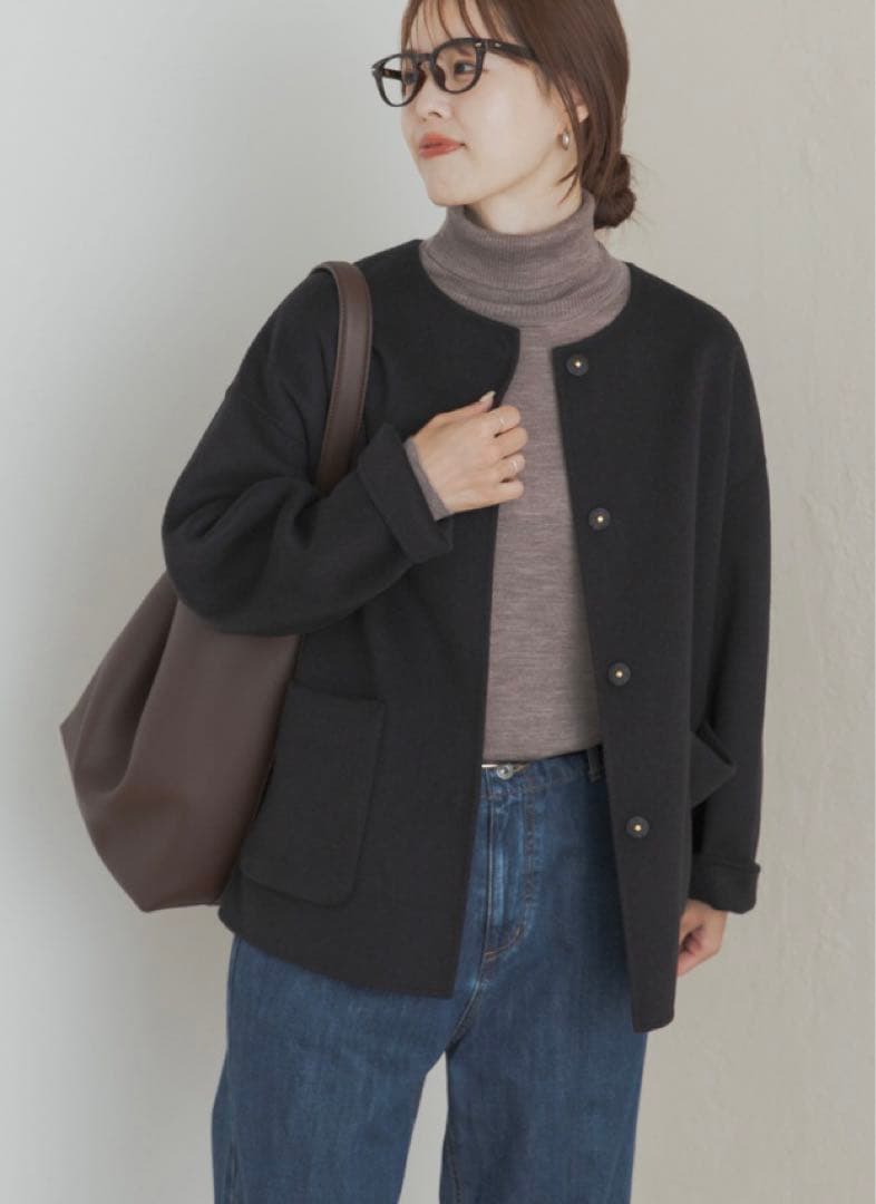 新品タグ付き　DOORS ウールリバーノーカーラミドルコート　NAVY