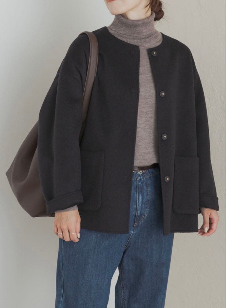 新品タグ付き　DOORS ウールリバーノーカーラミドルコート　NAVY