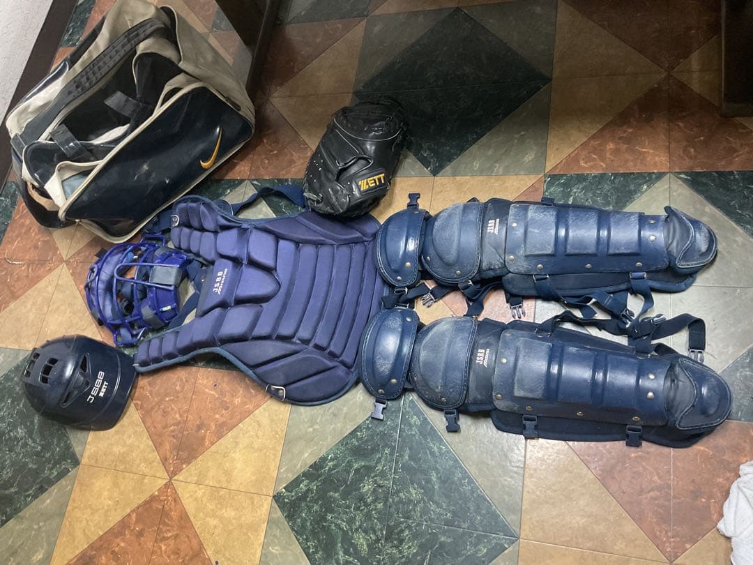 軟式キャッチー防具一式+ミット＋バッグ ZETT JSBB Mサイズ