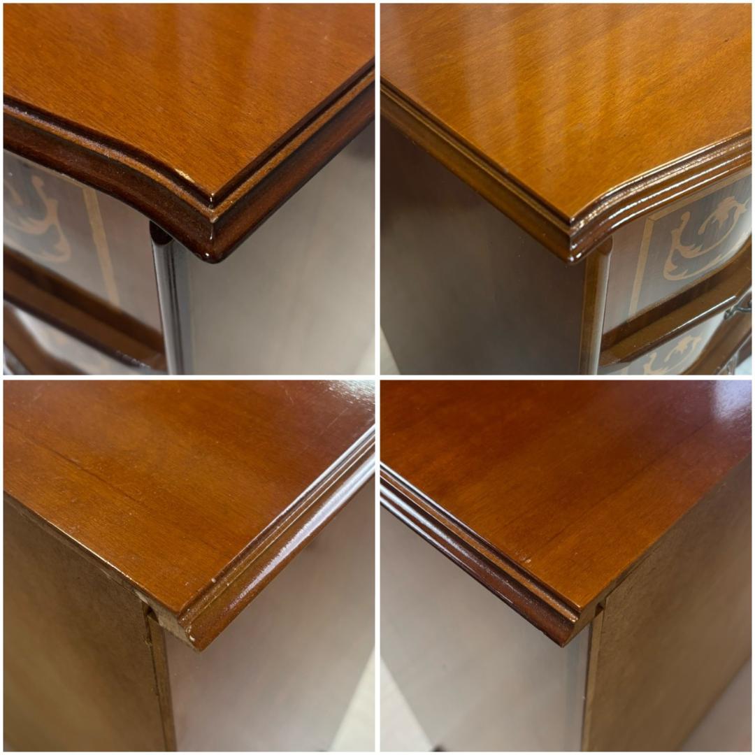 イタリア　象嵌細工　5段チェスト　丸脚　②