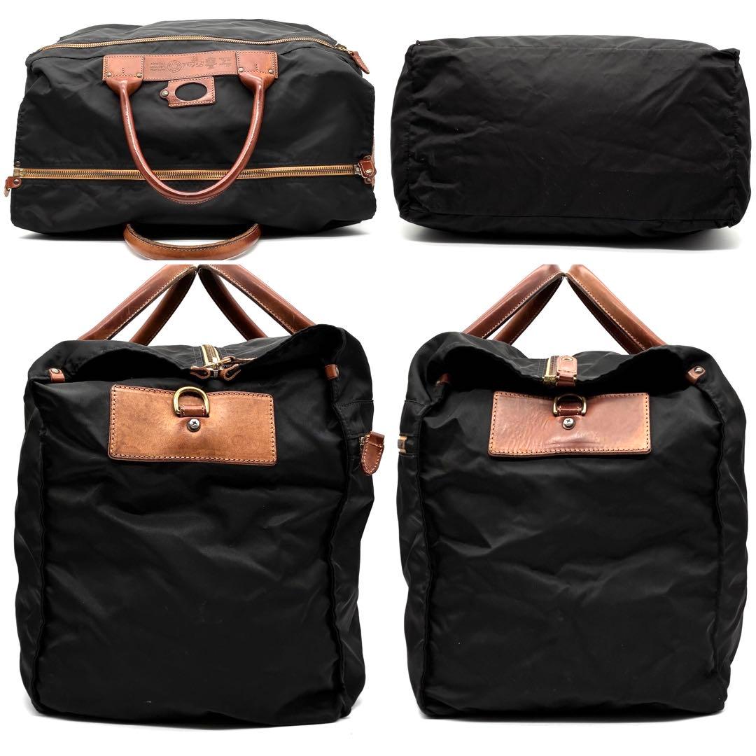 美品 フェリージ ボストンバッグ 南京錠 鍵付 P3 ロゴ 大容量 メンズ 黒