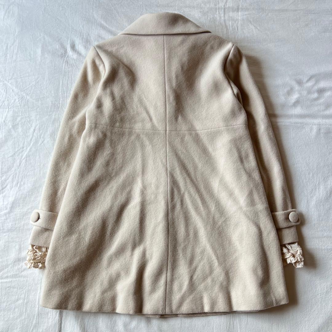 【高級】PINK HOUSE チェスターコート ベージュ レース フリルフード付