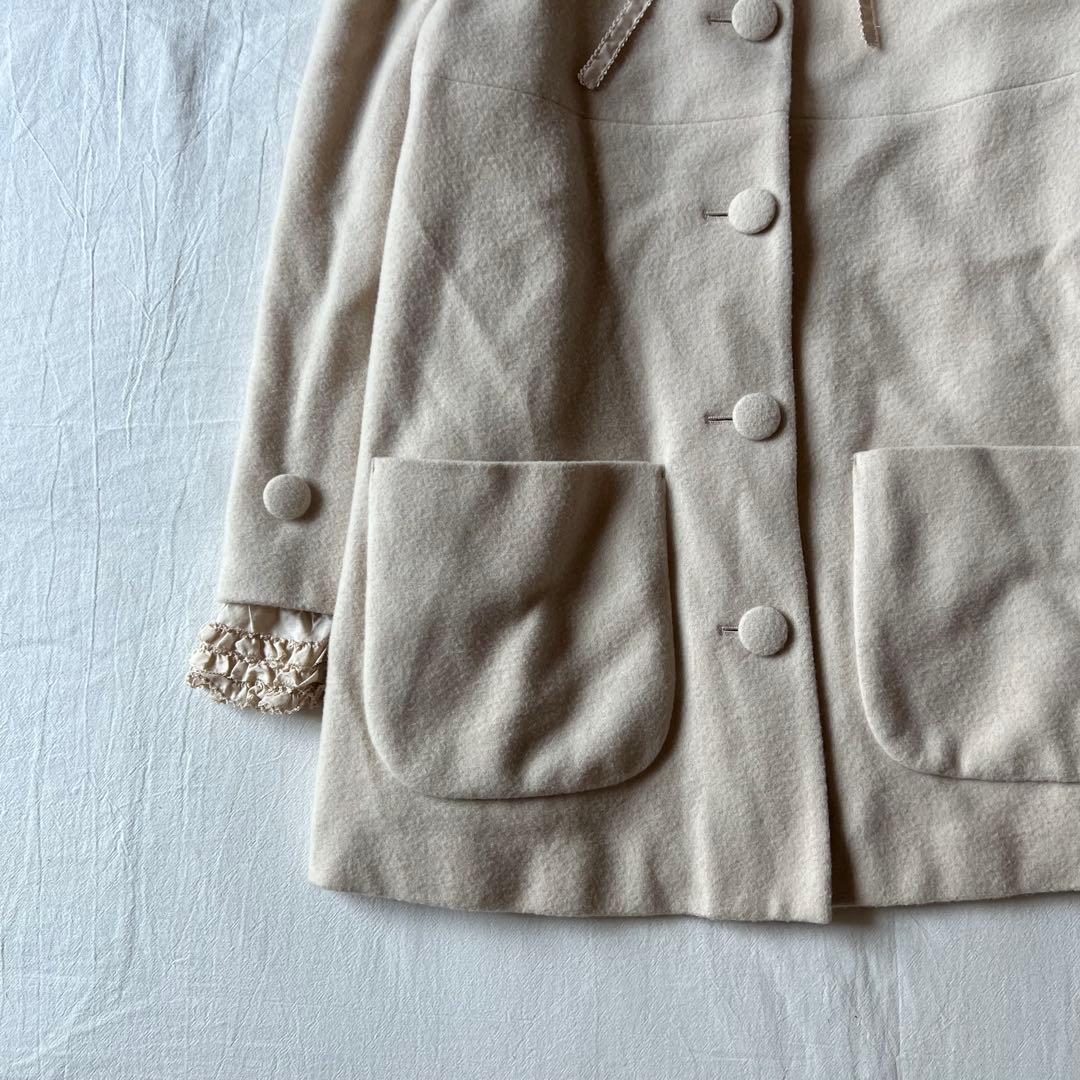 【高級】PINK HOUSE チェスターコート ベージュ レース フリルフード付