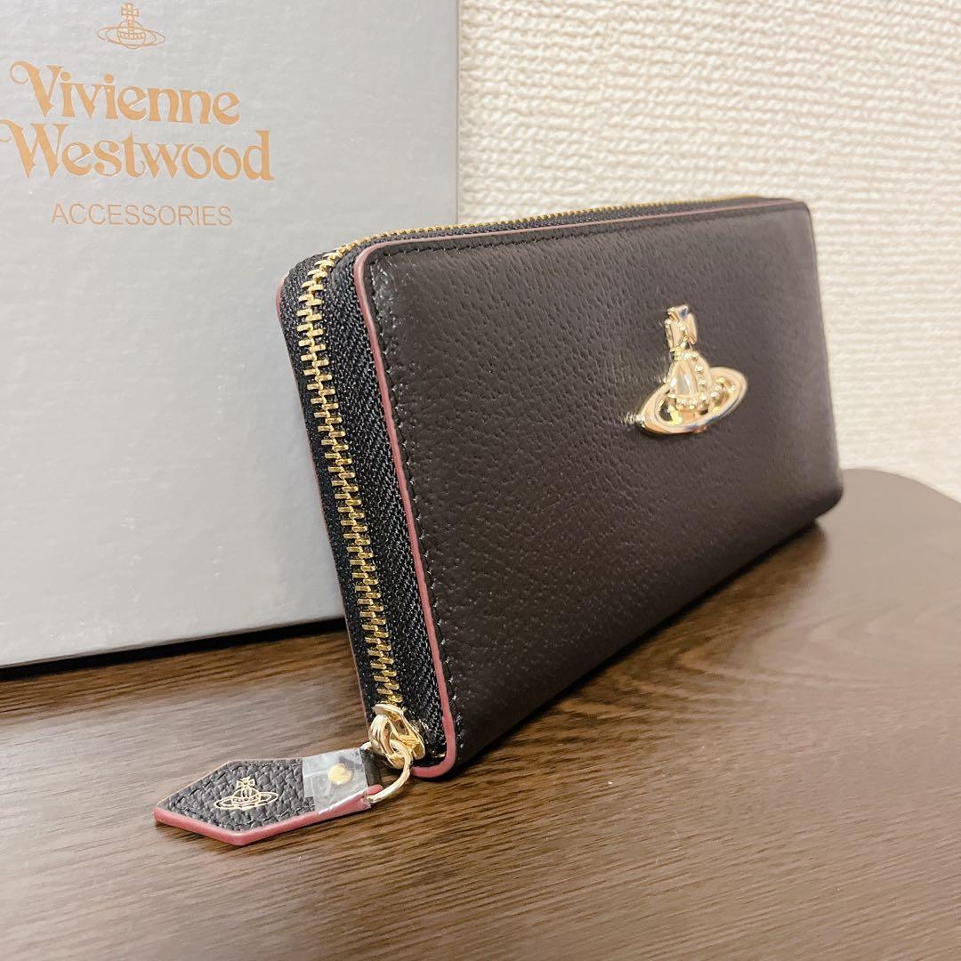 VivienneWestwood 長財布　ブラック　ゴールド　ラウンドファスナー