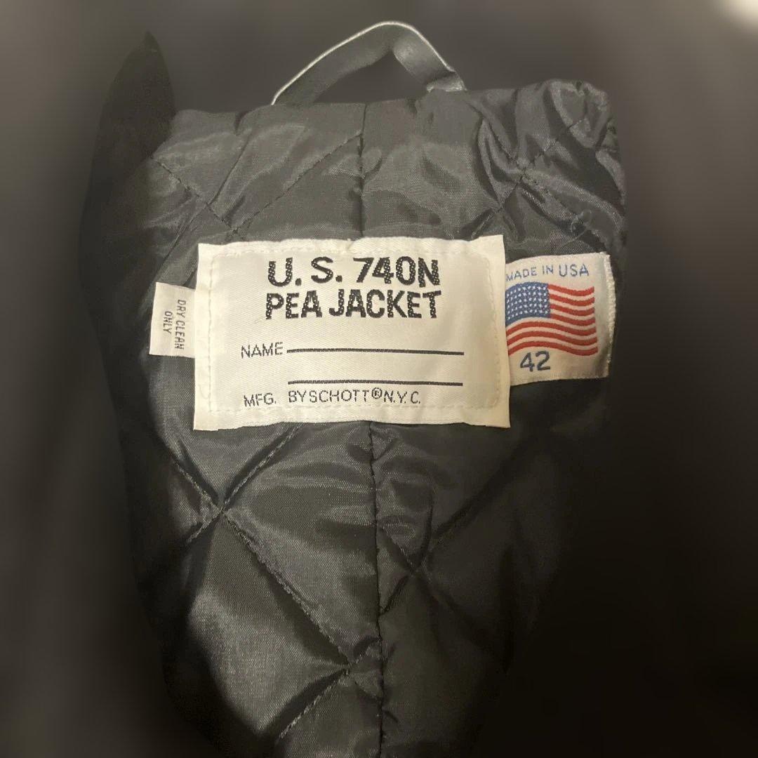 美品　42サイズショット 740N メルトンウール ピーコート　ビック