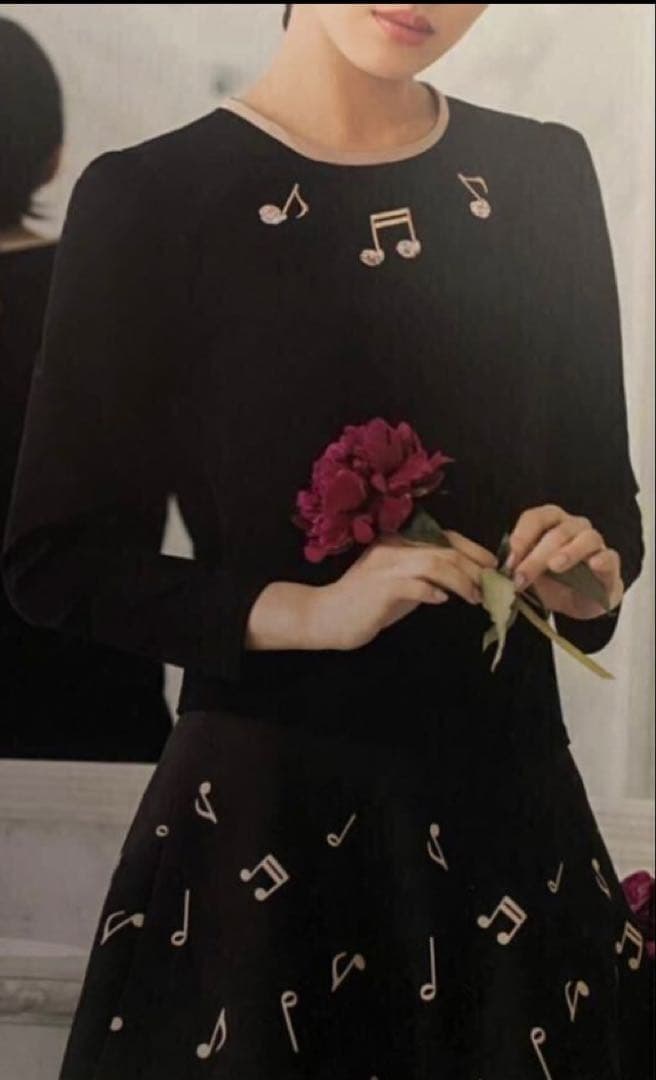 M'S GRACY エムズグレーシー　ビジュースパンコール音符　カットソー　黒