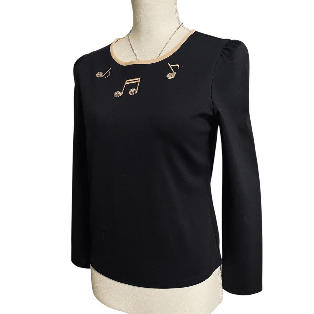 M'S GRACY エムズグレーシー　ビジュースパンコール音符　カットソー　黒