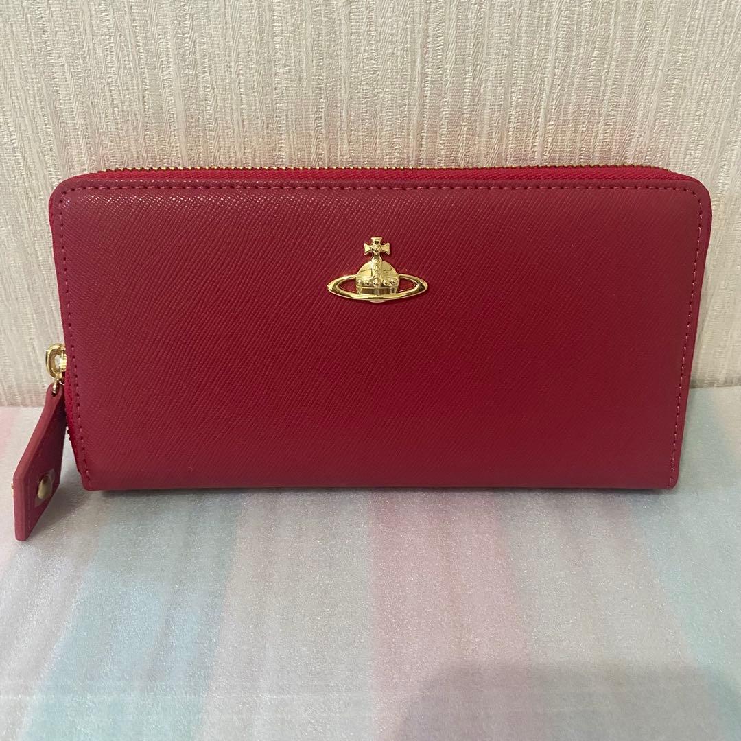 新品 Vivienne Westwood 長財布 シンプル ピーチ派手 ピンク